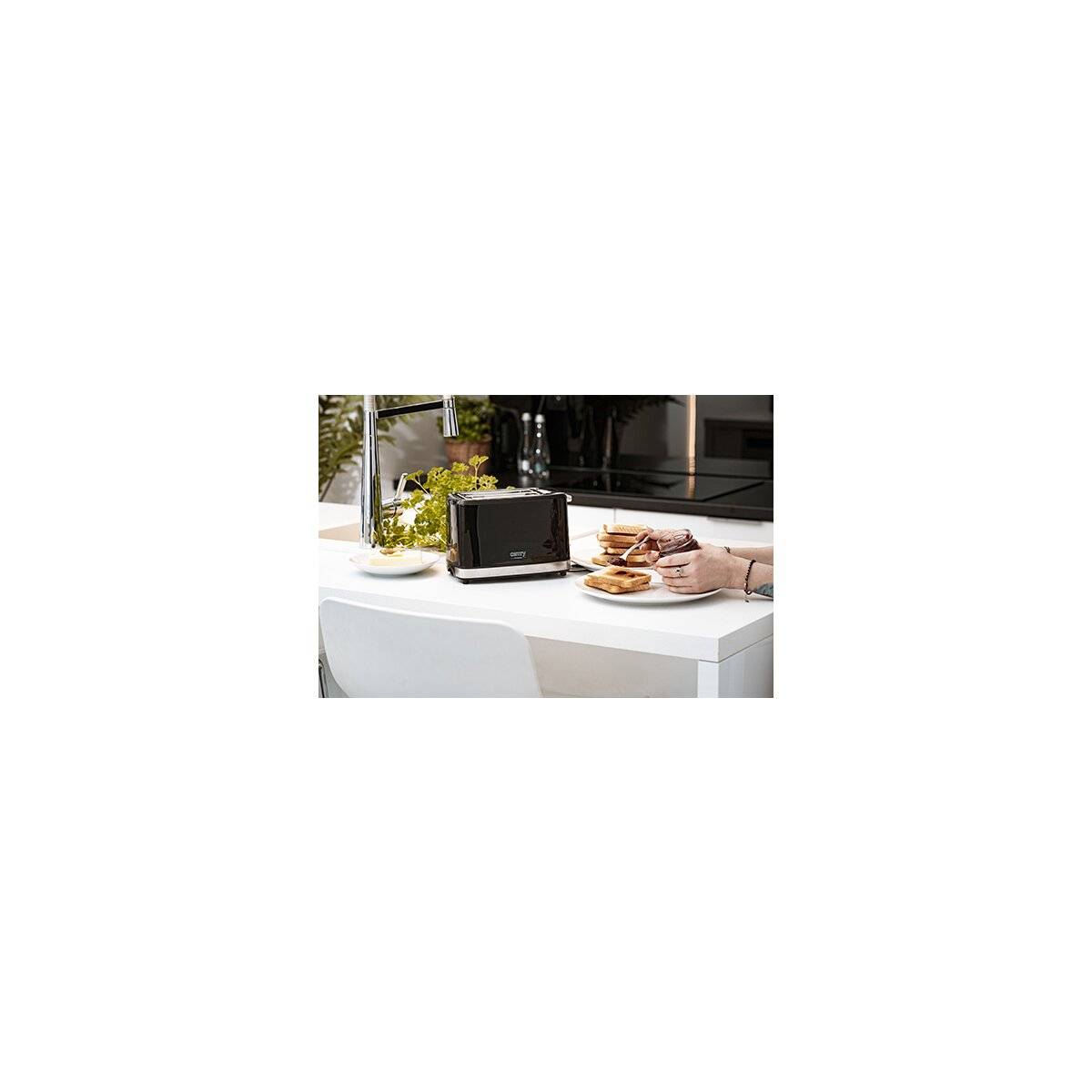 Camry CR 3218 2-Scheiben-Toaster mit 6 Stufen, 900 W - Schwarz