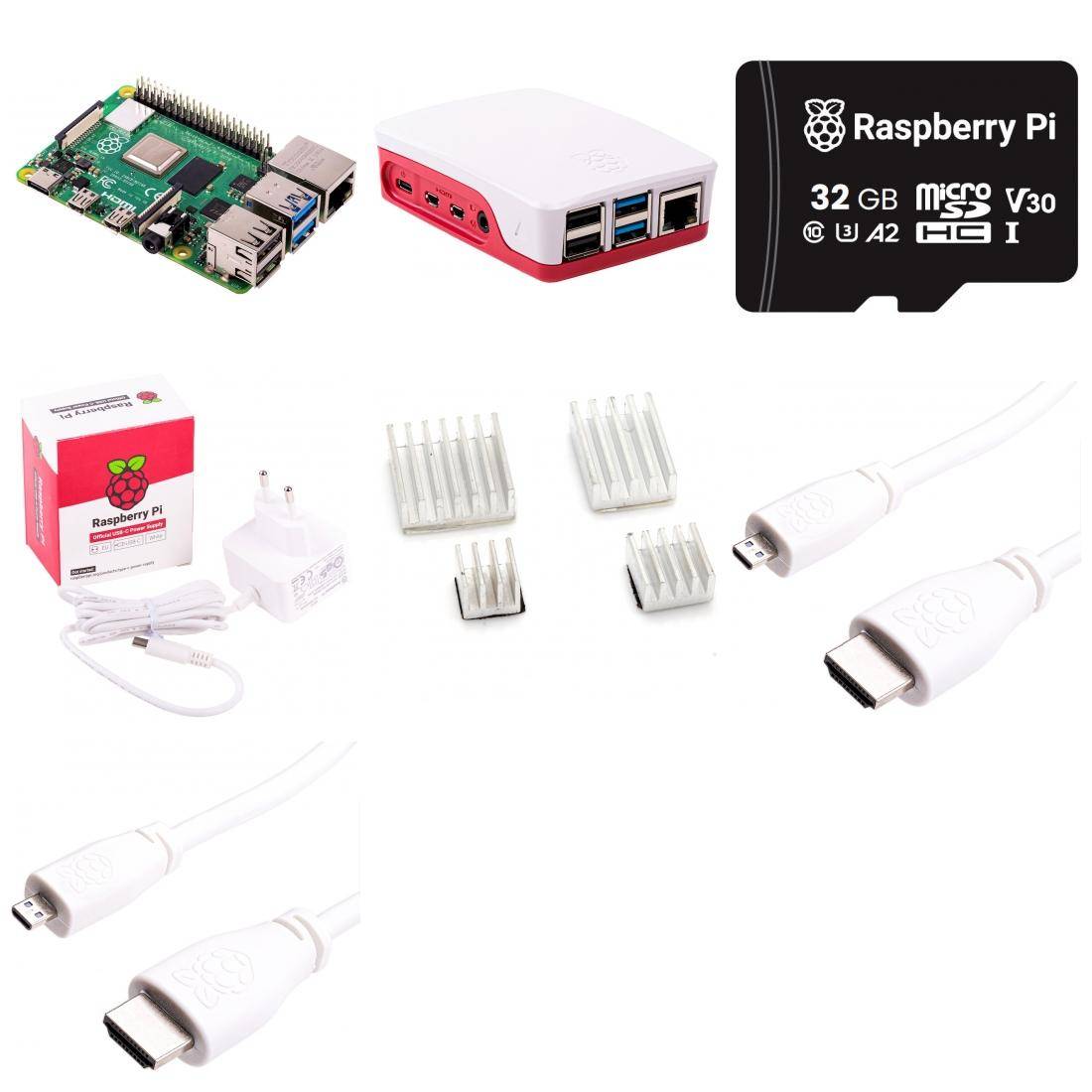 Raspberry Pi 4 Computer Modell B, 4GB RAM Full Starter Kit weiß