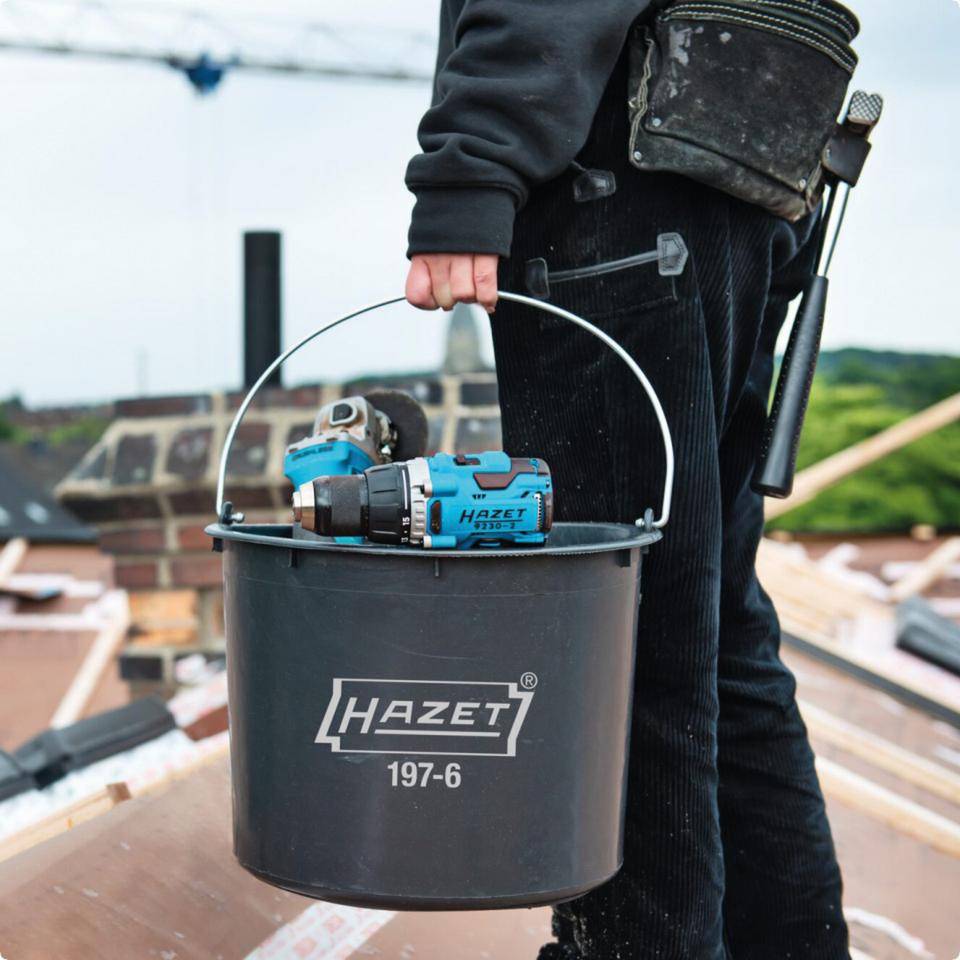 HAZET® Baueimer, stabile Ausführung, mit Litermaß innen 2-20 l, schwarz, 3/VE