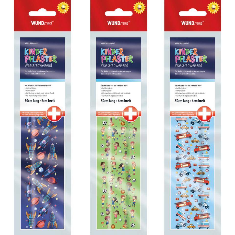 WUNDmed® Kinderpflaster, zuschneidbar, lustige Motive, luftdurchlässig, 6cmx50cm