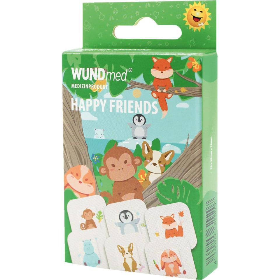 WUNDmed® Kinderpflaster HAPPY FRIENDS, 10 Pflaster einzeln verpackt, 38x38mm