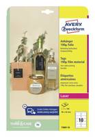 AVERY ZWECKFORM - T3001-10 Anhänger-Etiketten 90 x 50 mm Polyester Weiß 100 St. Nicht klebend - Folie - A4
