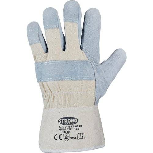 Handschuh,Kernspaltleder, weiße Stulpe