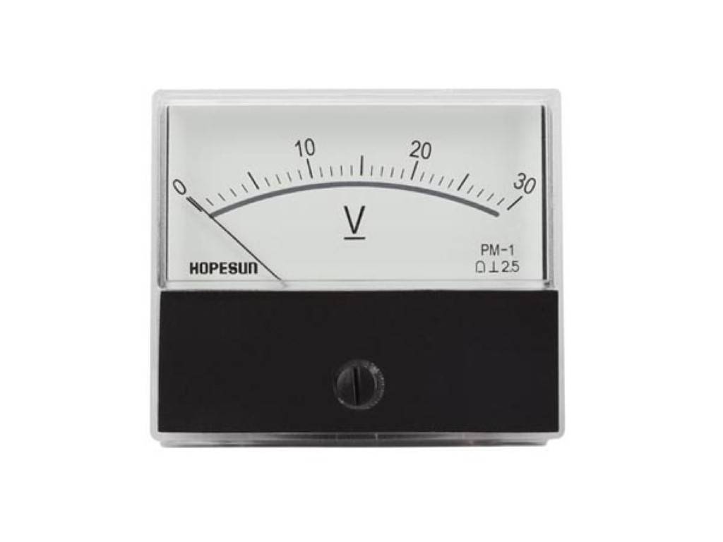 ANALOGES EINBAU-SPANNUNGSMESSGERÄT 30 V DC / 70 x 60 mm