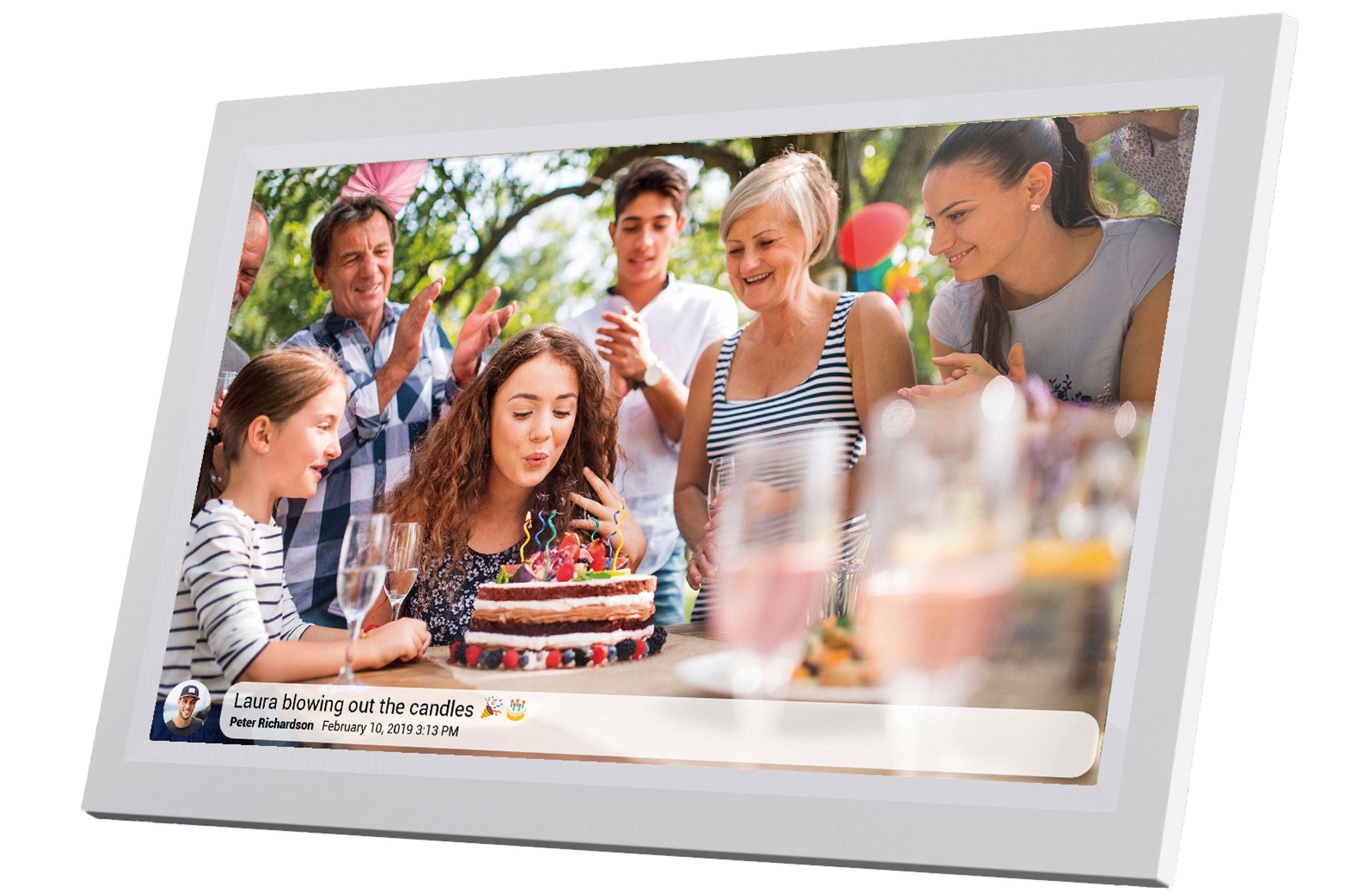 DENVER PFF-1503W Digitaler Bilderrahmen 15 Zoll WLAN App Micro SD Karte weiss