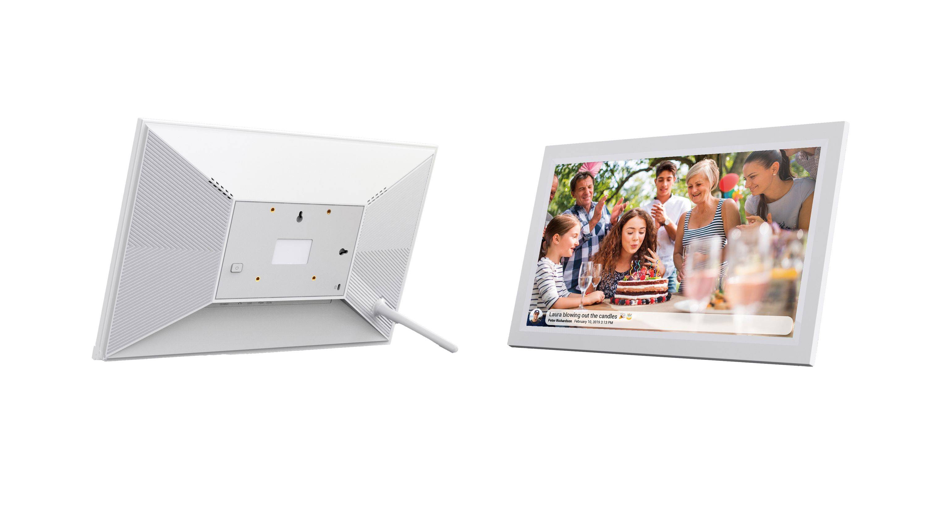DENVER PFF-1503W Digitaler Bilderrahmen 15 Zoll WLAN App Micro SD Karte weiss
