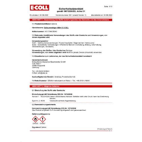 Schaumreiniger 400ml E-COLL