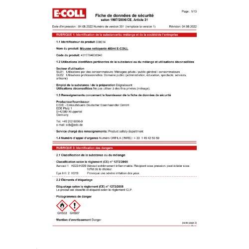 Schaumreiniger 400ml E-COLL