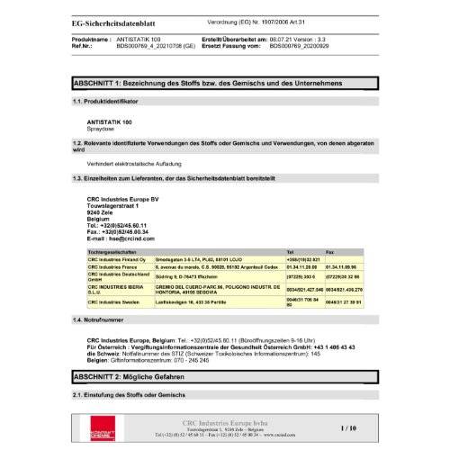 Antistatik 100 200 ml Antistatikspray Kontakt Chemie
