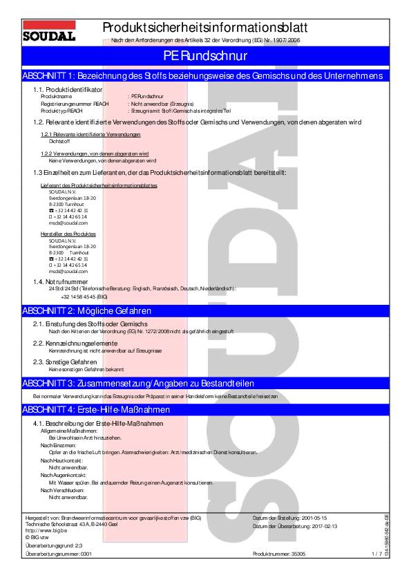 Soudal Rundschnur Pe 30mm 1M