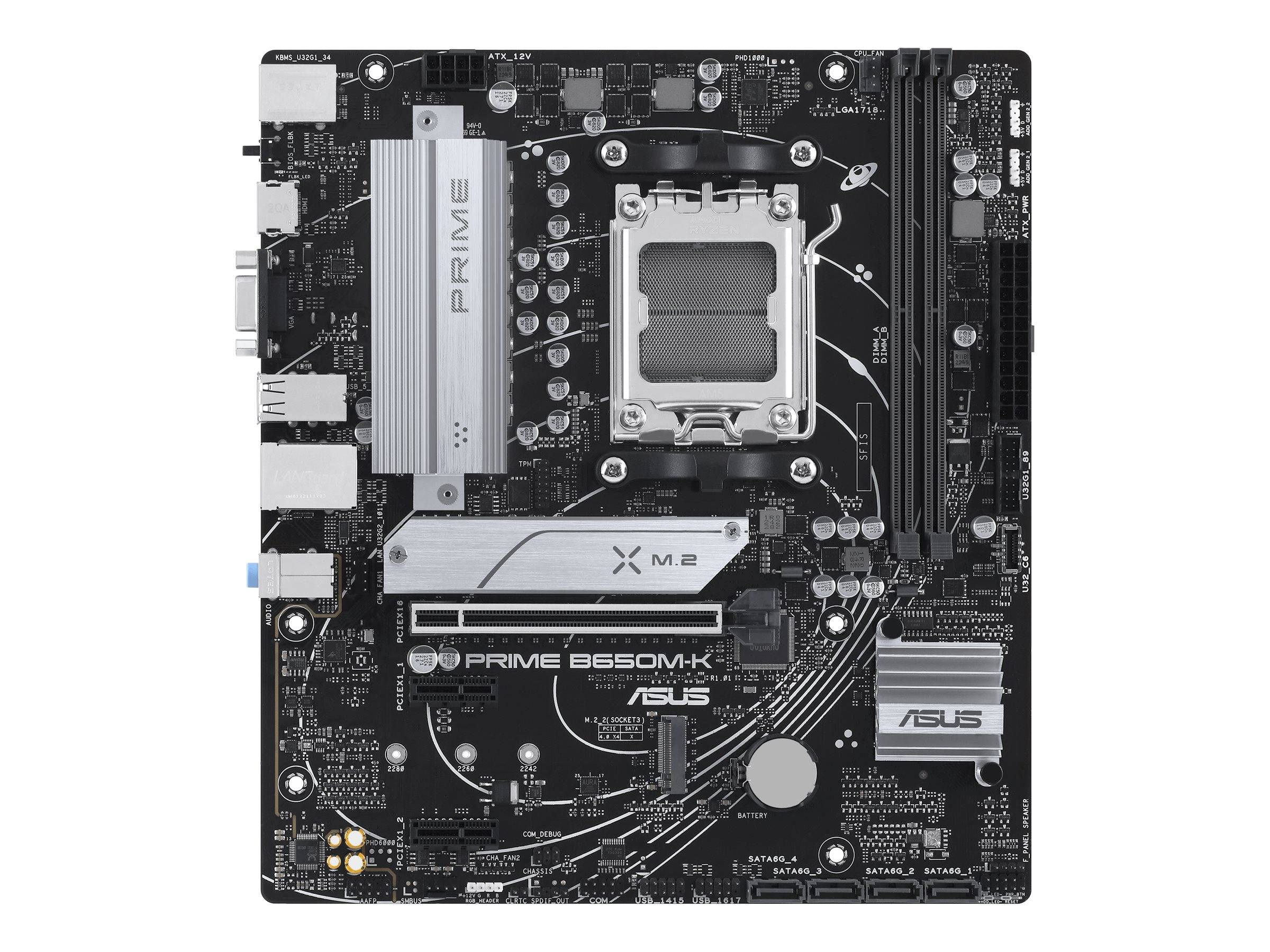 ASUS PRIME B650M-K - Motherboard - micro ATX - Socket AM5 - AMD B650 Chipsatz - USB 3.2 Gen 1, USB 3.2 Gen 2, USB-C 3.2 Gen 1 - 2.5 Gigabit LAN