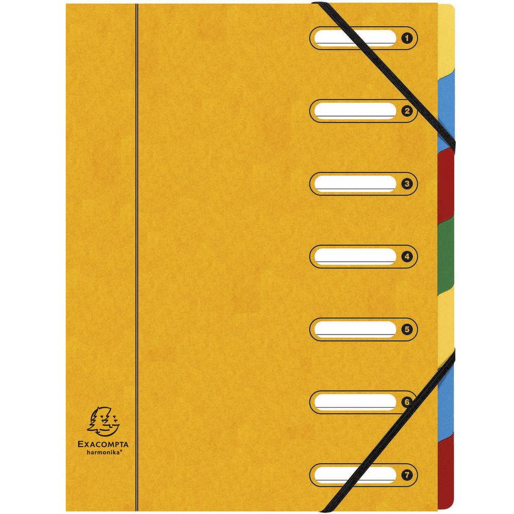 Exacompta 8x Ordnungsmappe HARMONIKA Gummizug Karton 7 Fächer A4 sortiert 5307E