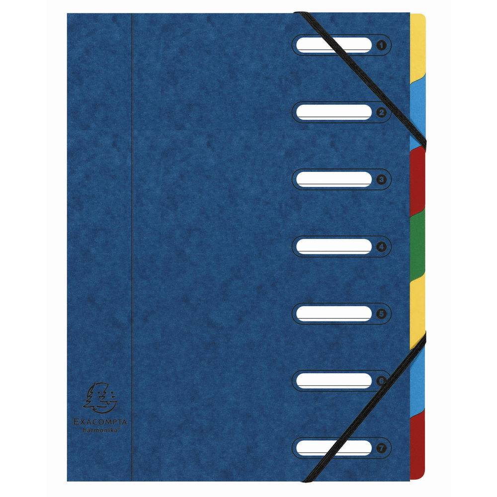 Exacompta 8x Ordnungsmappe HARMONIKA Gummizug Karton 7 Fächer A4 sortiert 5307E