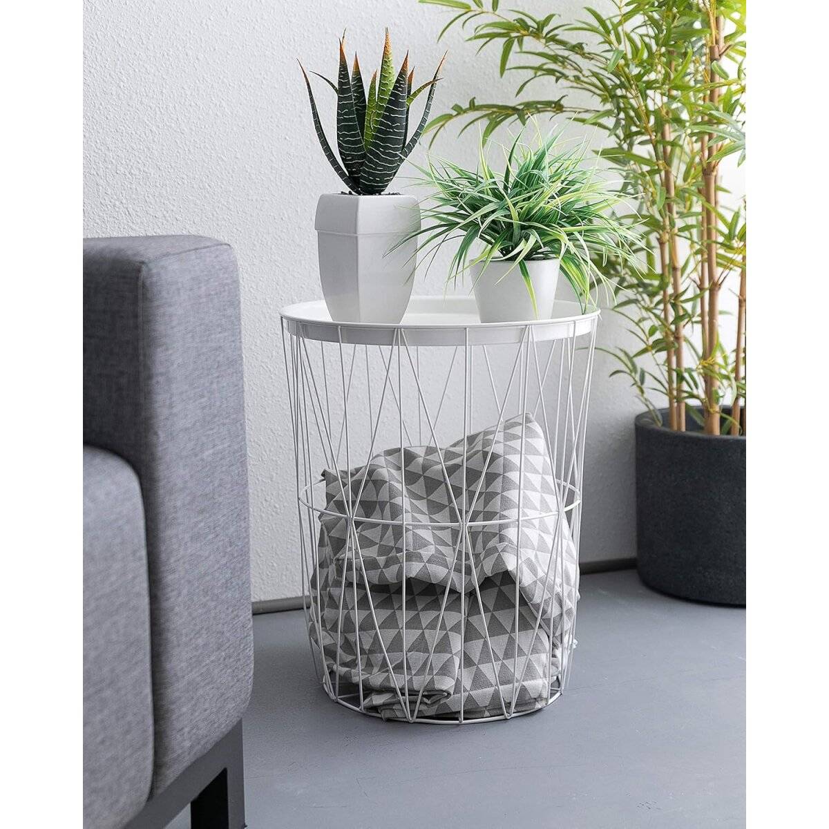 Greemotion Beistelltisch mit abnhembarem Tablett - vielseitig & dekorativ Weiß