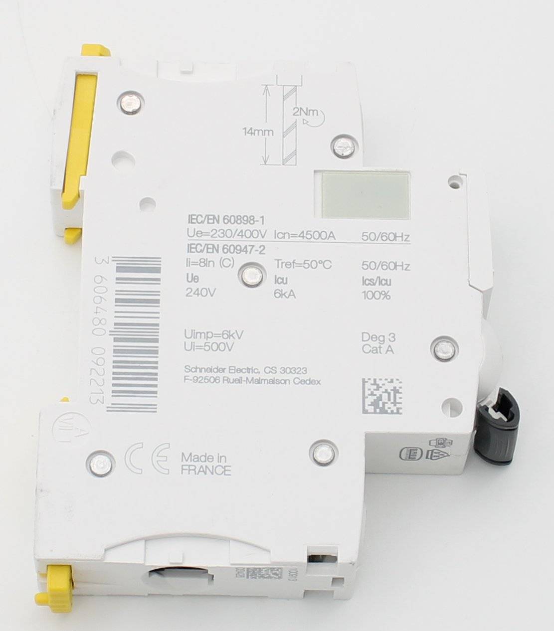 A9F64102 - Schneider Electric - Schutzschalter, Acti9 iC60a, 1-polig, 2 A, C-Kurve, 4500 A (IEC 60898-1), 6 kA (IEC 60947-2)