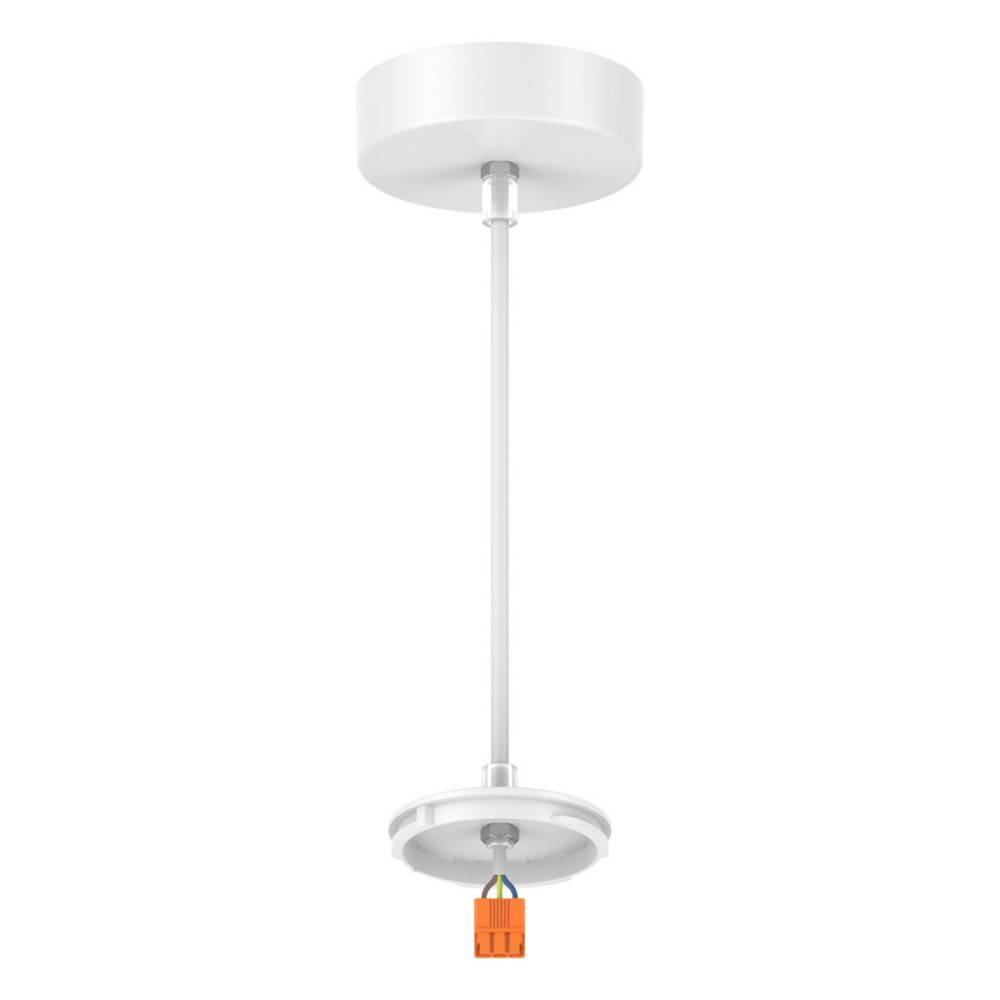 Nachrüst-Leuchtenset mit Deckenhalterung, Metallstange und orangefarbenem elektrischen Verbinder.