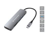 Conceptronic DONN11G 6-in-1 USB 3.2 Gen 1 Dockingstation, HDMI, 100W USB PD, USB 3.0, USB 2.0, SD, TF/MicroSD, Kabelgebu