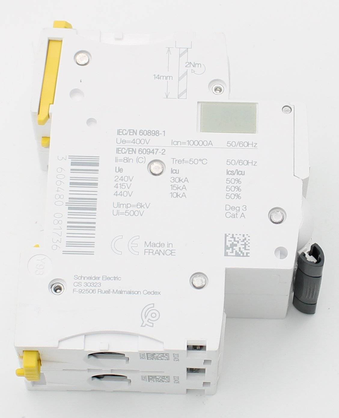 A9F84225 - Schneider Electric -Leitungsschutzschalter, Acti9 iC60H, 2P, 20 A, Charakteristik C, 10000 A (IEC 60898-1), 15 kA (IEC 60947-2)