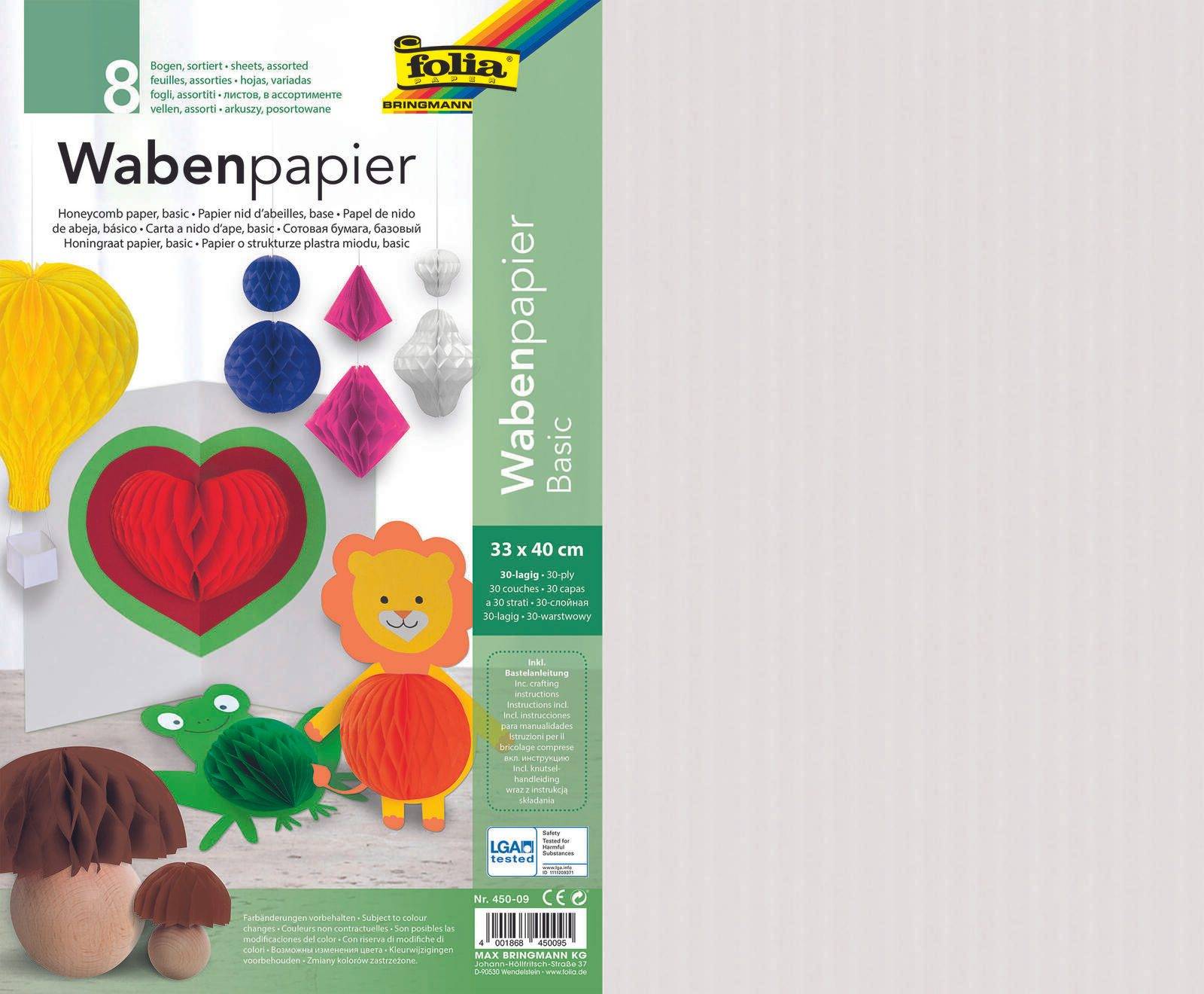 Folia Wabenpapier Basic farbsortiert 500 St.
