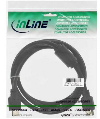 INLINE - HDMI Kabel - HDMI-High Speed - ST / ST - schwarz - mit Ferrit - 1m