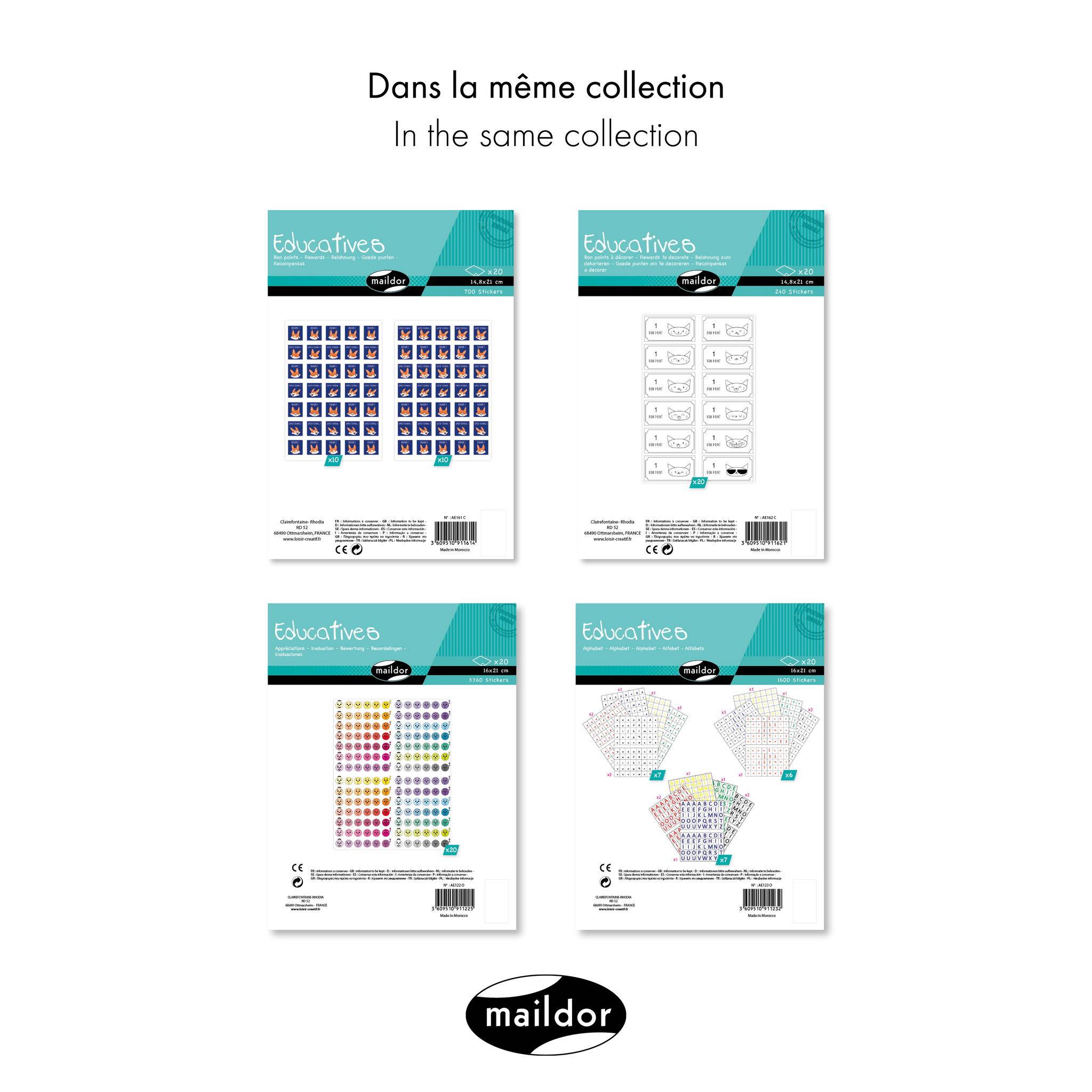 Maildor Lerngummis 20 Bögen 14,8x21cm Gute Punkte Füchse 700 Sticker Blau AE161C