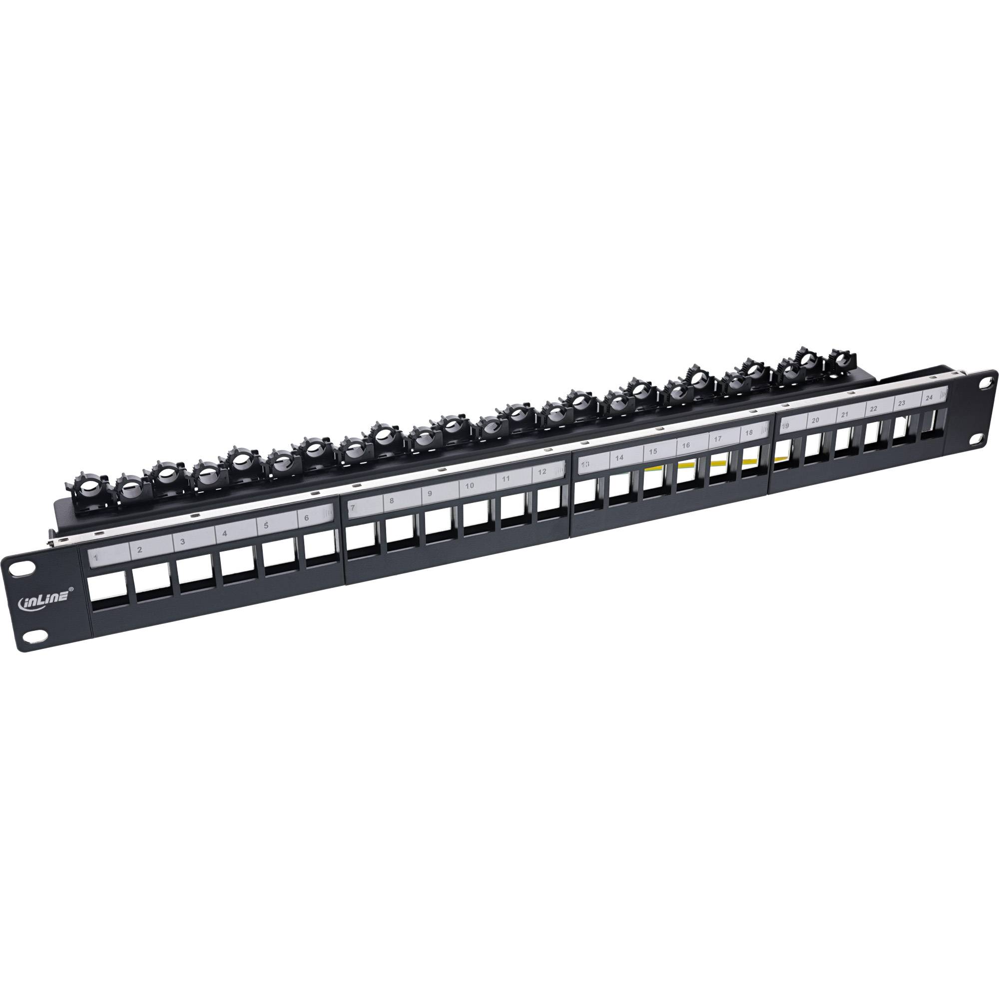 INLINE - Patchfeld 24-fach - Keystone Leerblech Patchpanel - 19"" - 1HE - schwarz