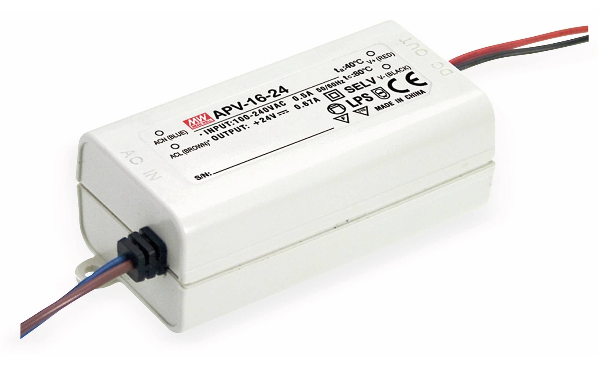 MEAN WELL Schaltnetzteil APV-16-15, 15 V-/1 A