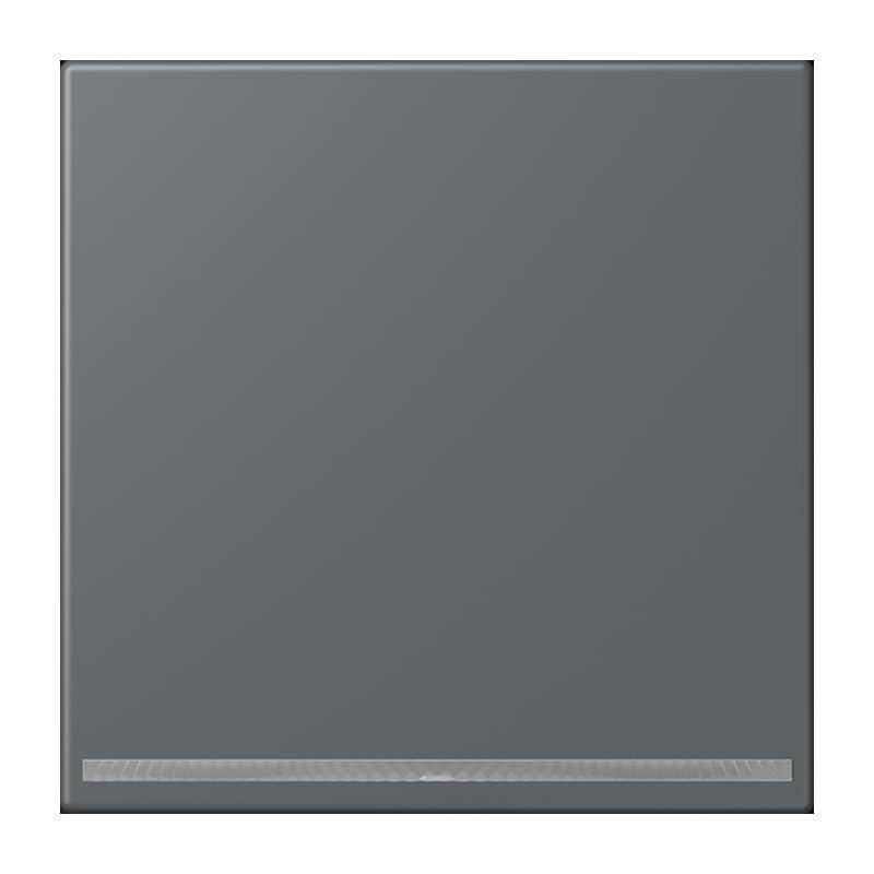 Eine minimalistische dunkelgraue Fliese mit einem dezenten strukturierten Muster am unteren Rand.