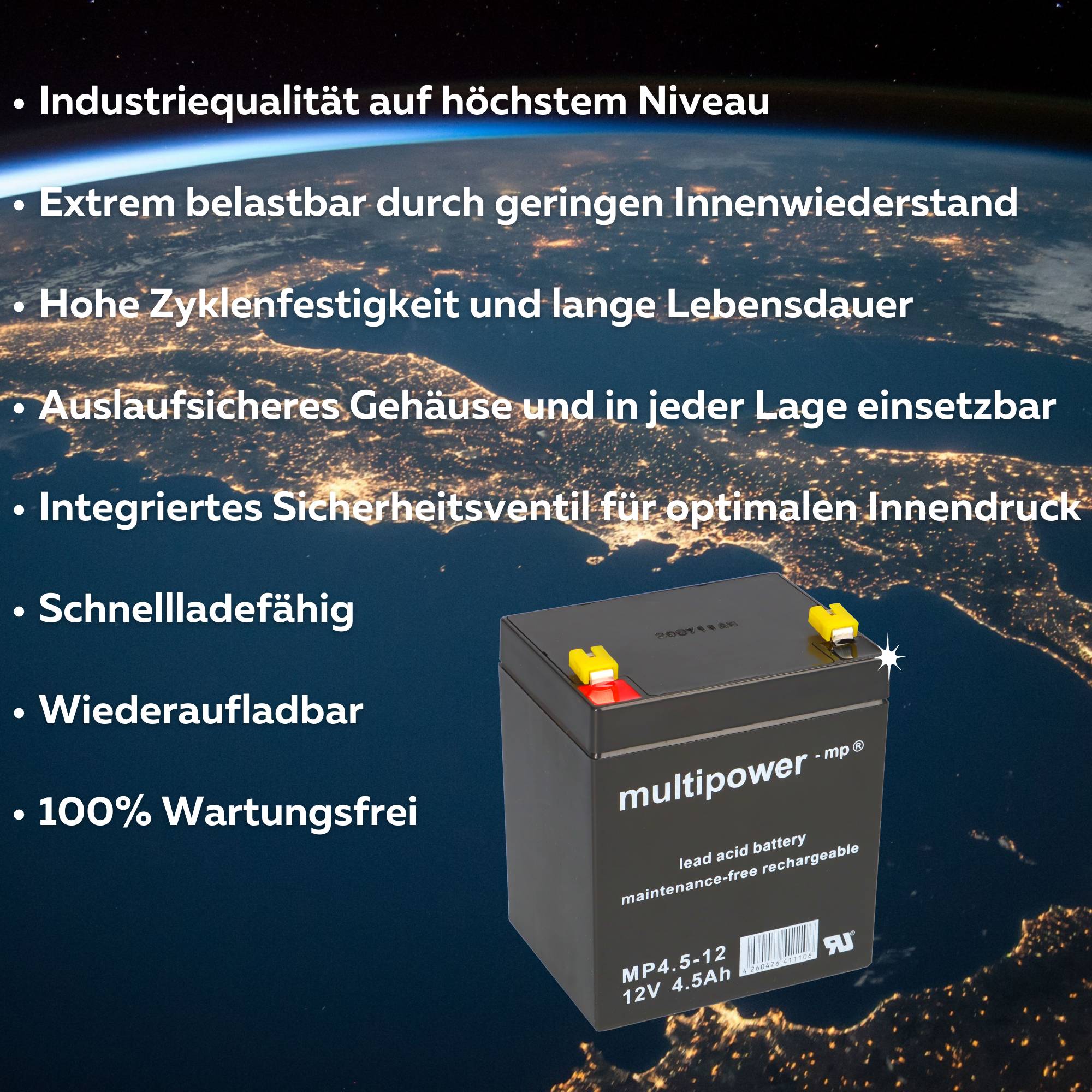 8x AGM Akku 12V 4,5Ah – passend für DELL DLA2200RMI2U USV