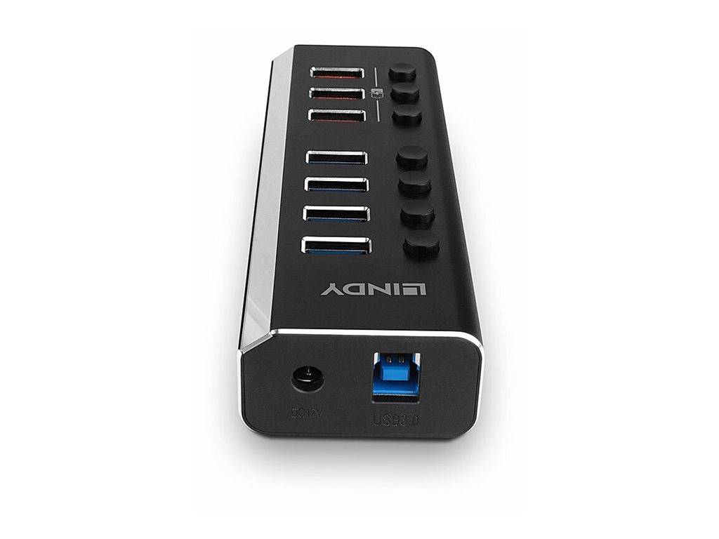 Lindy - Hub - mit 3 Quick Charge 3.0 Ports - 7 x USB 3.2