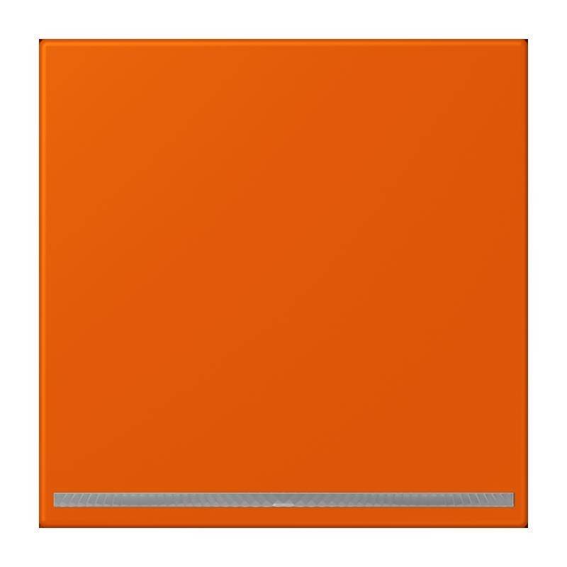 Orangefarbene Quadratfläche mit einem schmalen silbernen Streifen am unteren Rand, was ein minimalistisches und modernes Design andeutet.