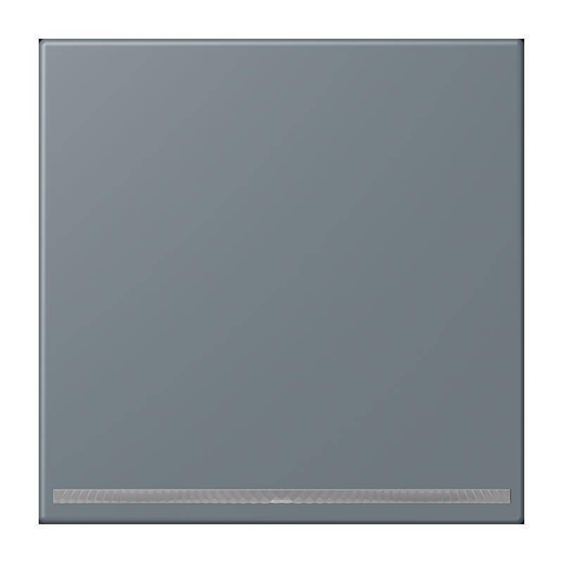 Ein quadratisches, graues Panel mit einem lüftungsartigen Muster am unteren Rand, das einer Lüftungsöffnung oder der minimalistischen Front eines Geräts ähnelt.