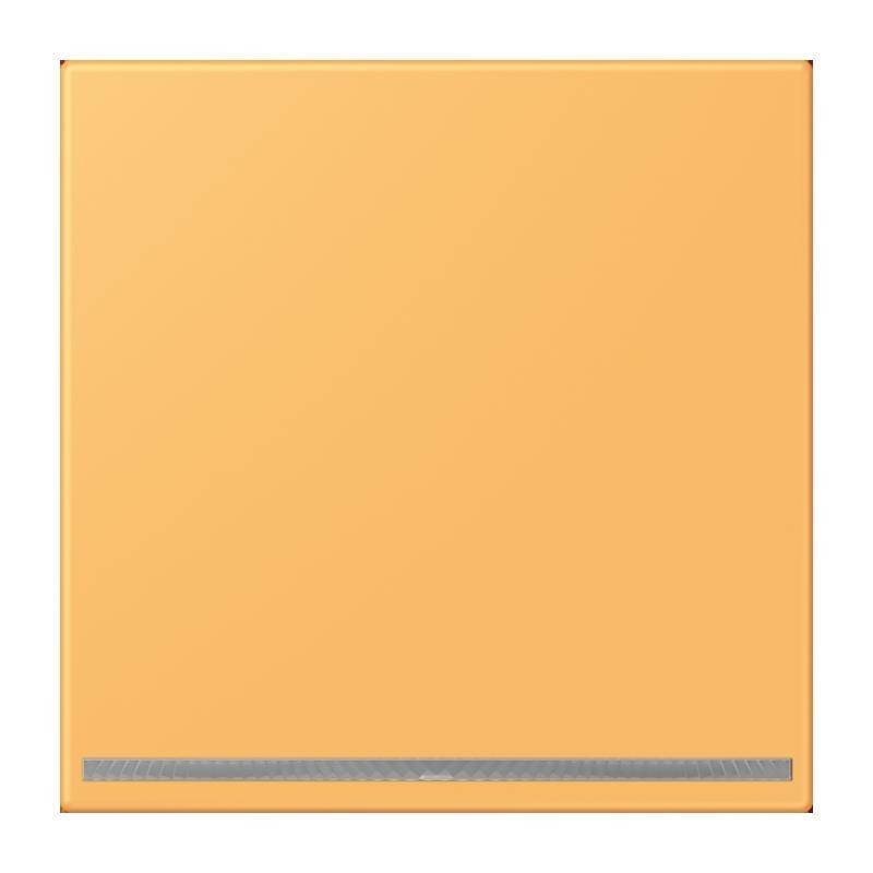 Ein großes orangefarbenes Quadrat mit einer grauen Linie nahe dem unteren Rand.