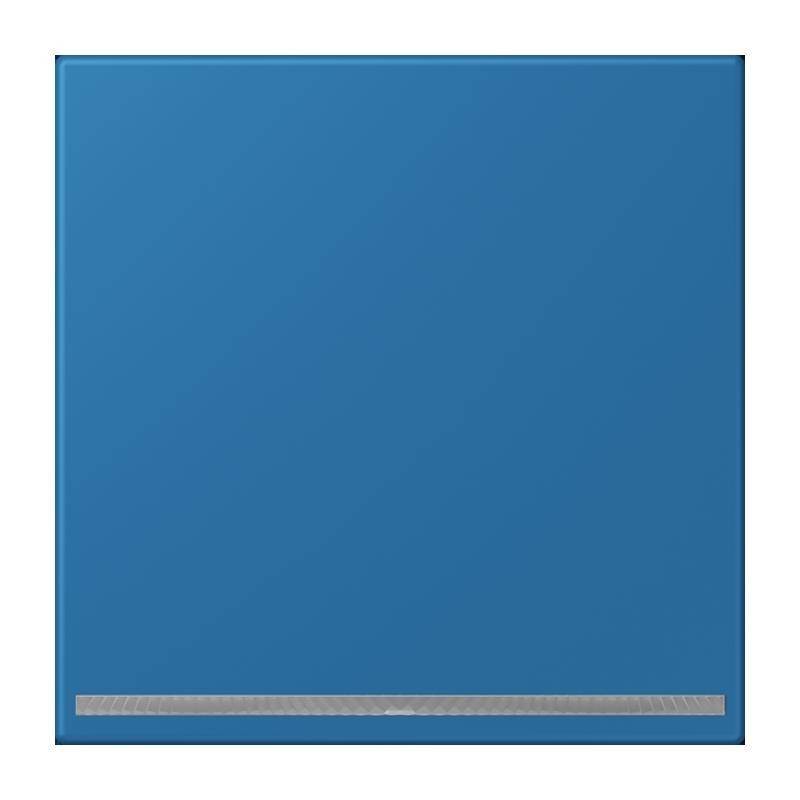 Ein einfaches blaues Quadrat mit einem dünnen Metallstreifen entlang der unteren Kante.