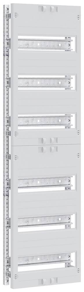 Ein weißes elektrisches Schaltanlagengehäuse mit leeren Steckplätzen für Sicherungsautomaten und Verkabelung, bereit zur Installation in einem Gebäudesystem.