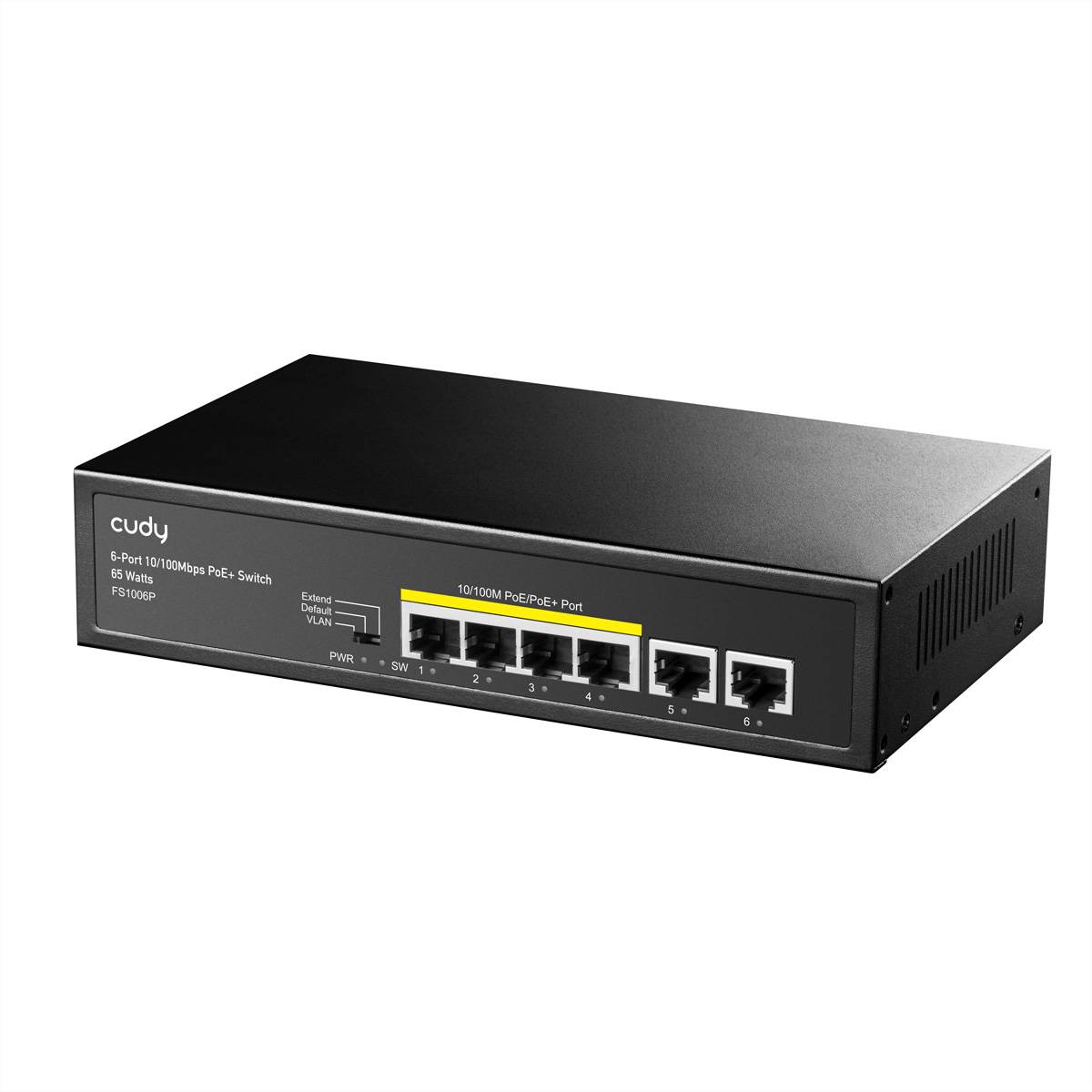 FS1006P - Fast Ethernet (10/100) - Vollduplex - Power over Ethernet (PoE) - Rack-Einbau - Wandmontage
