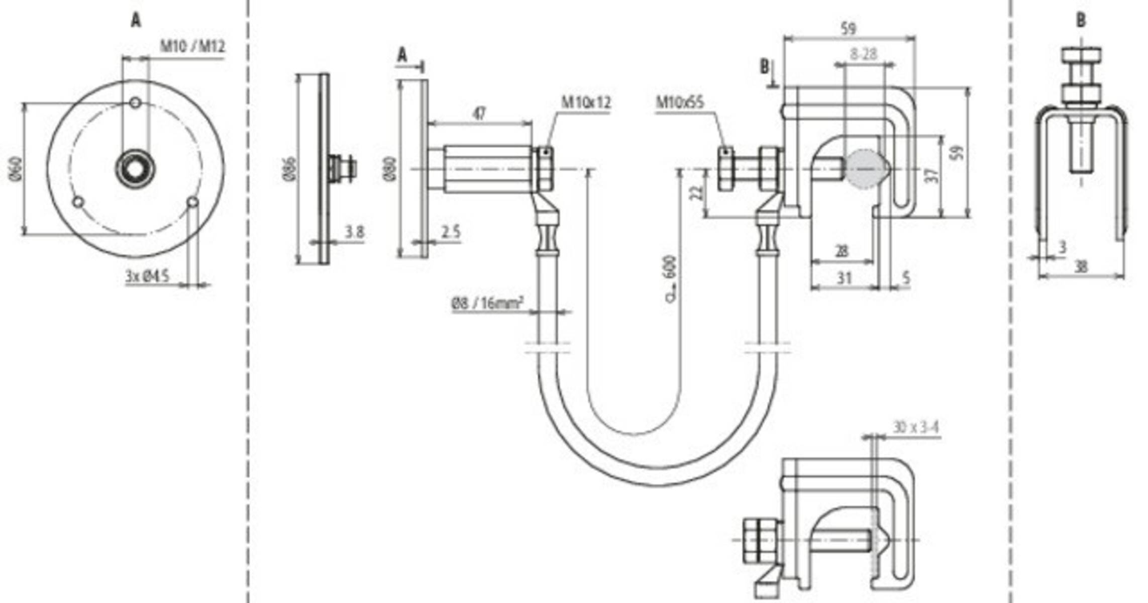 DEHN Anschlussgarnitur UES 16 L600 VK RD14