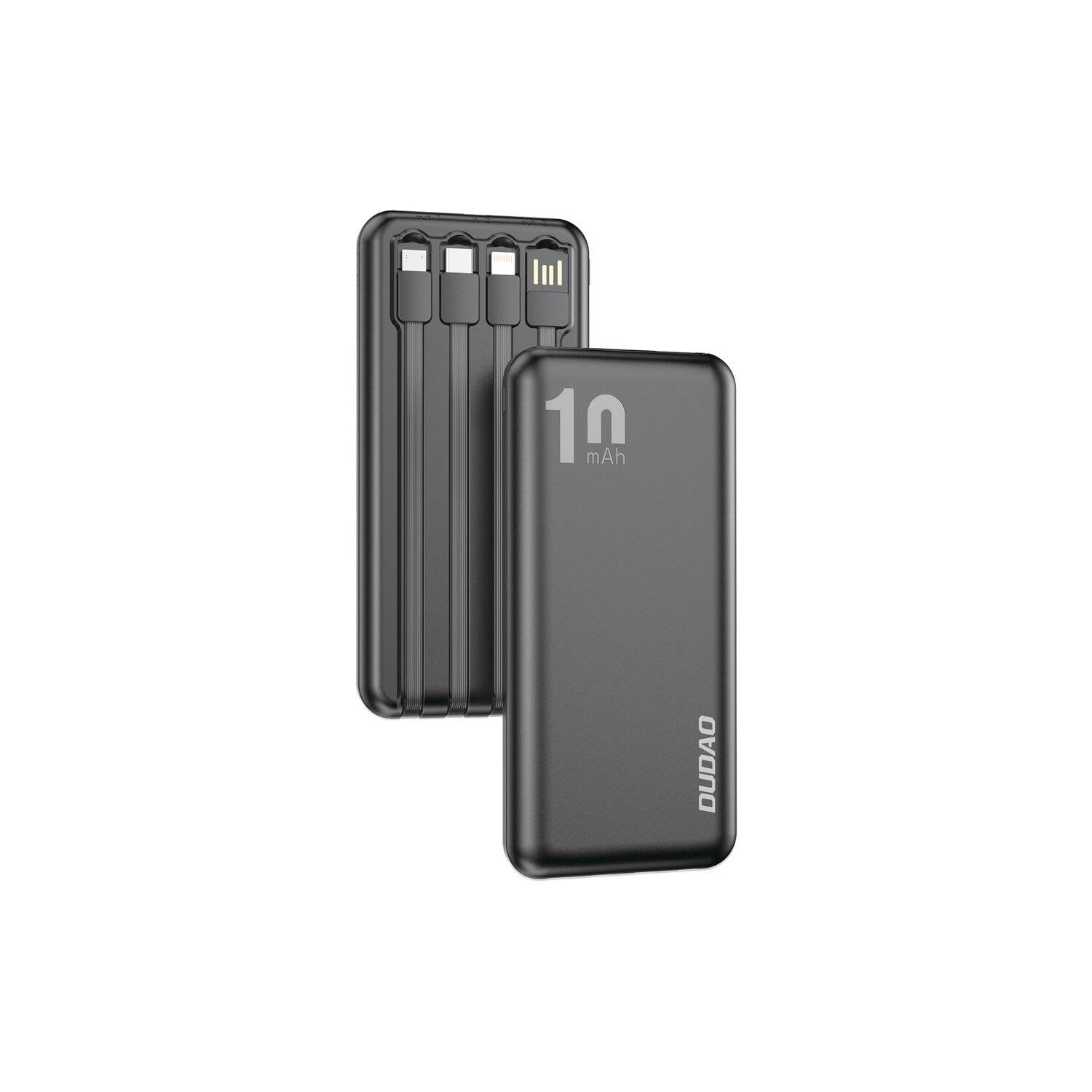 Dudao K6Pro Universal 10000mAh Powerbank mit USB-Kabel, USB Typ C, iPhone Schwarz