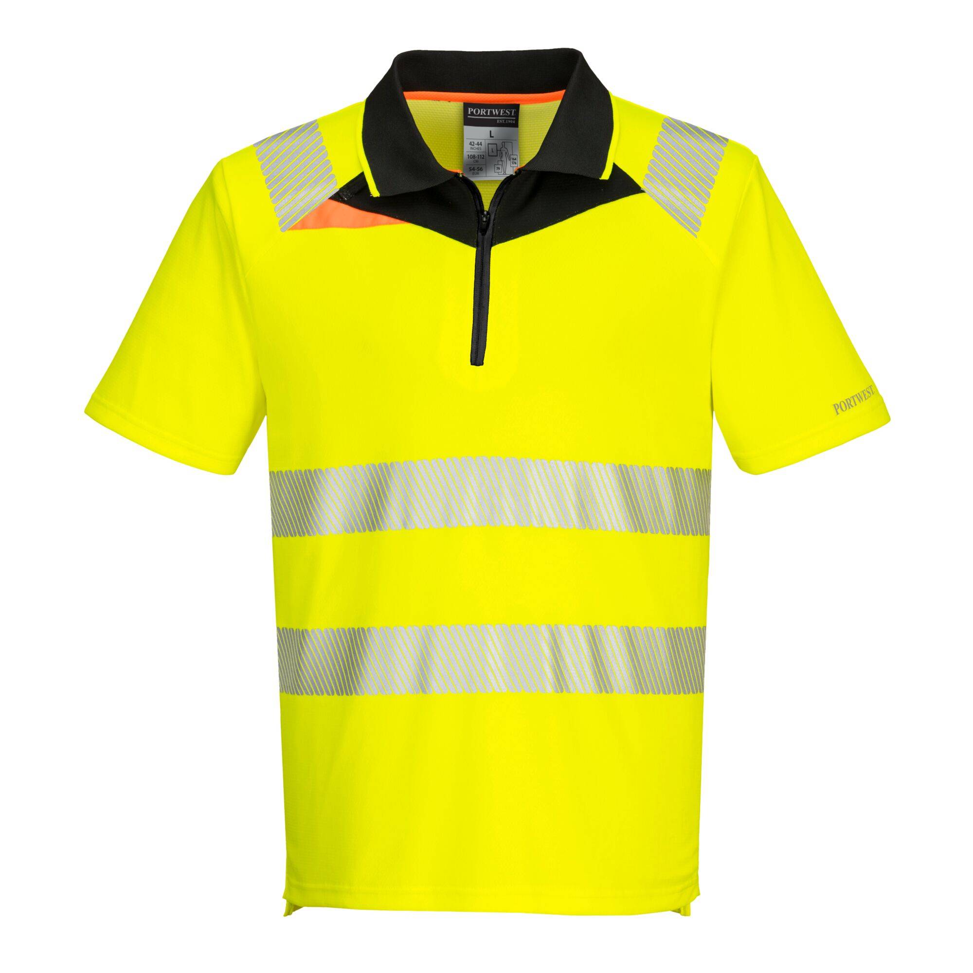 Portwest® DX4 Warnschutz Polo Shirt DX412 mit Reißverschluss kurzarm Gelb/Schwarz_S