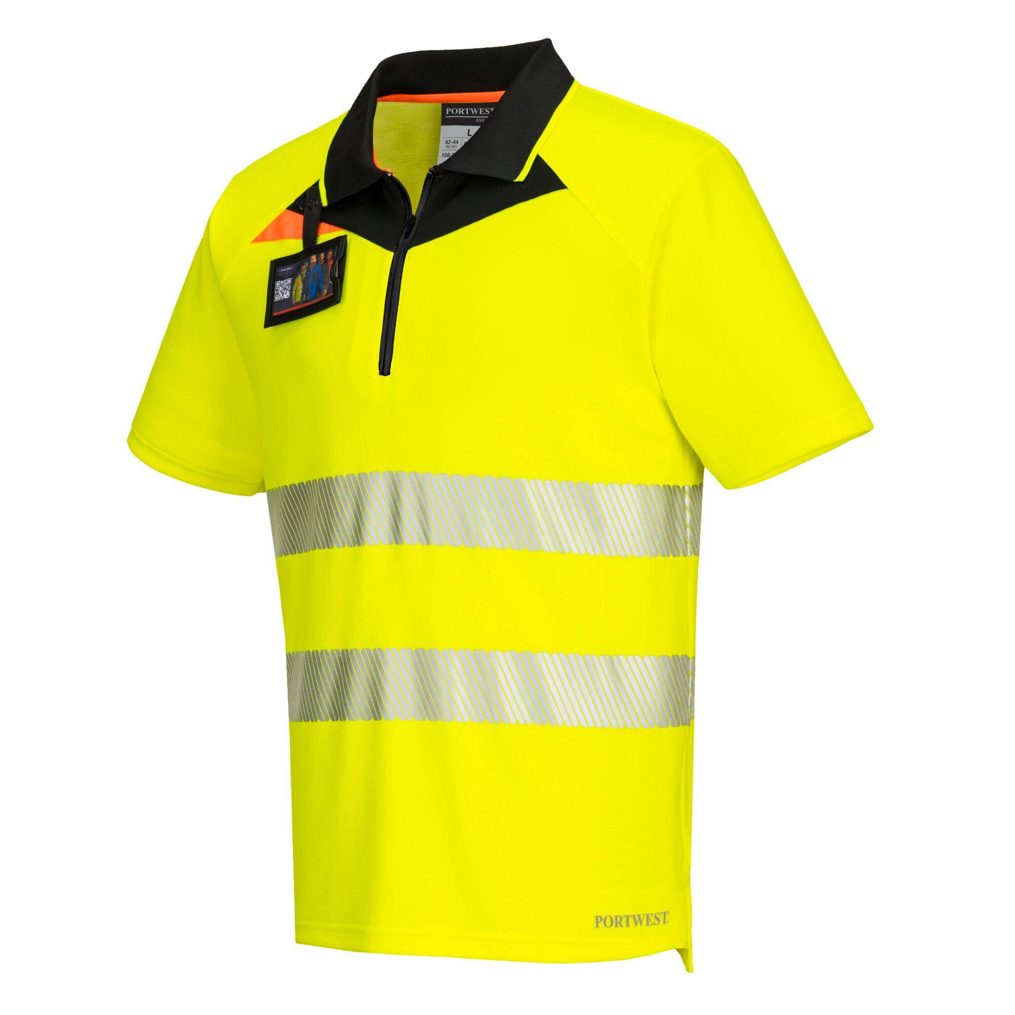 Portwest® DX4 Warnschutz Polo Shirt DX412 mit Reißverschluss kurzarm Gelb/Schwarz_XXL