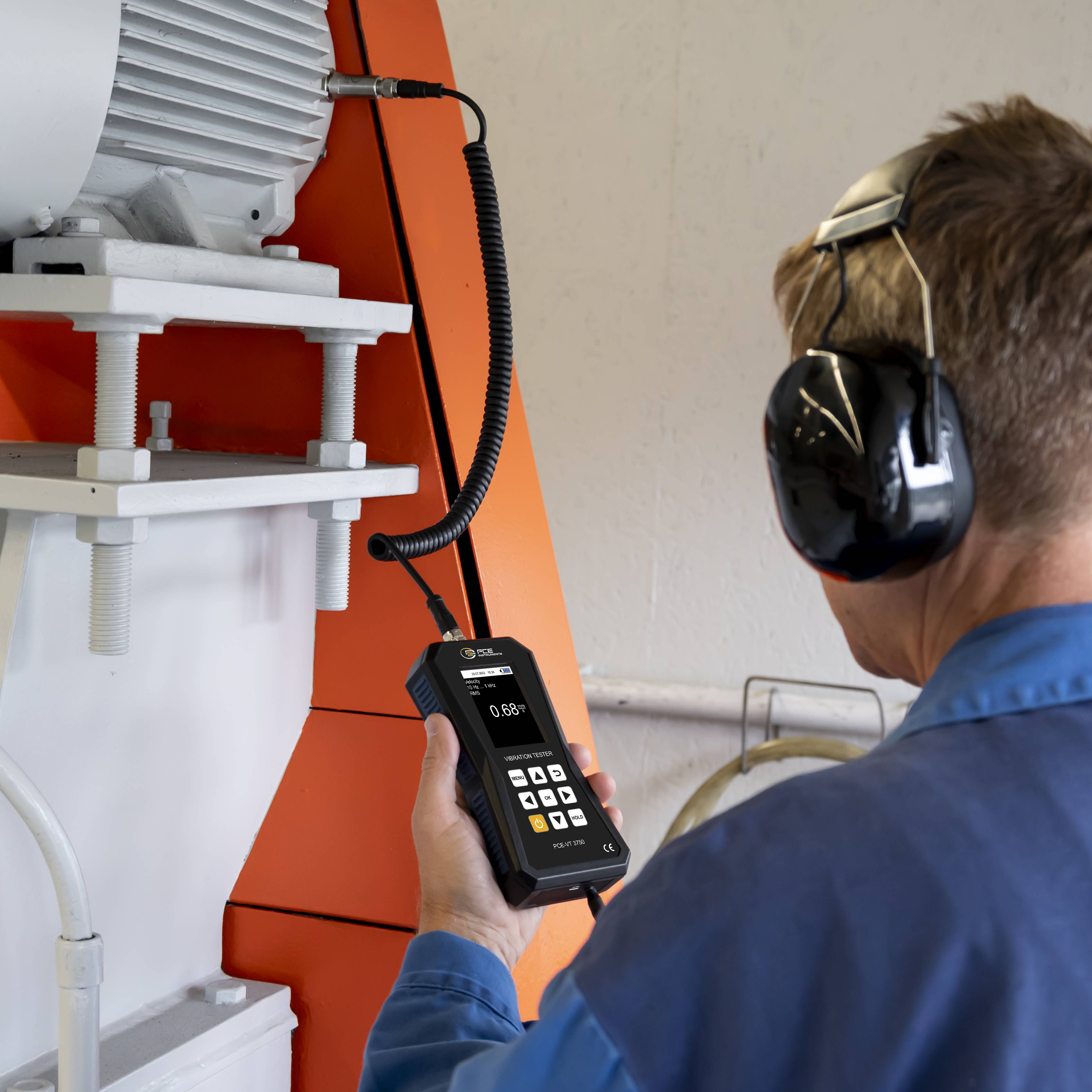 PCE Instruments Schwingungsmessgerät PCE-VT 3750 inkl. Kopfhörer |automatische ISO 10816-3 Bewertung |farbiges Display