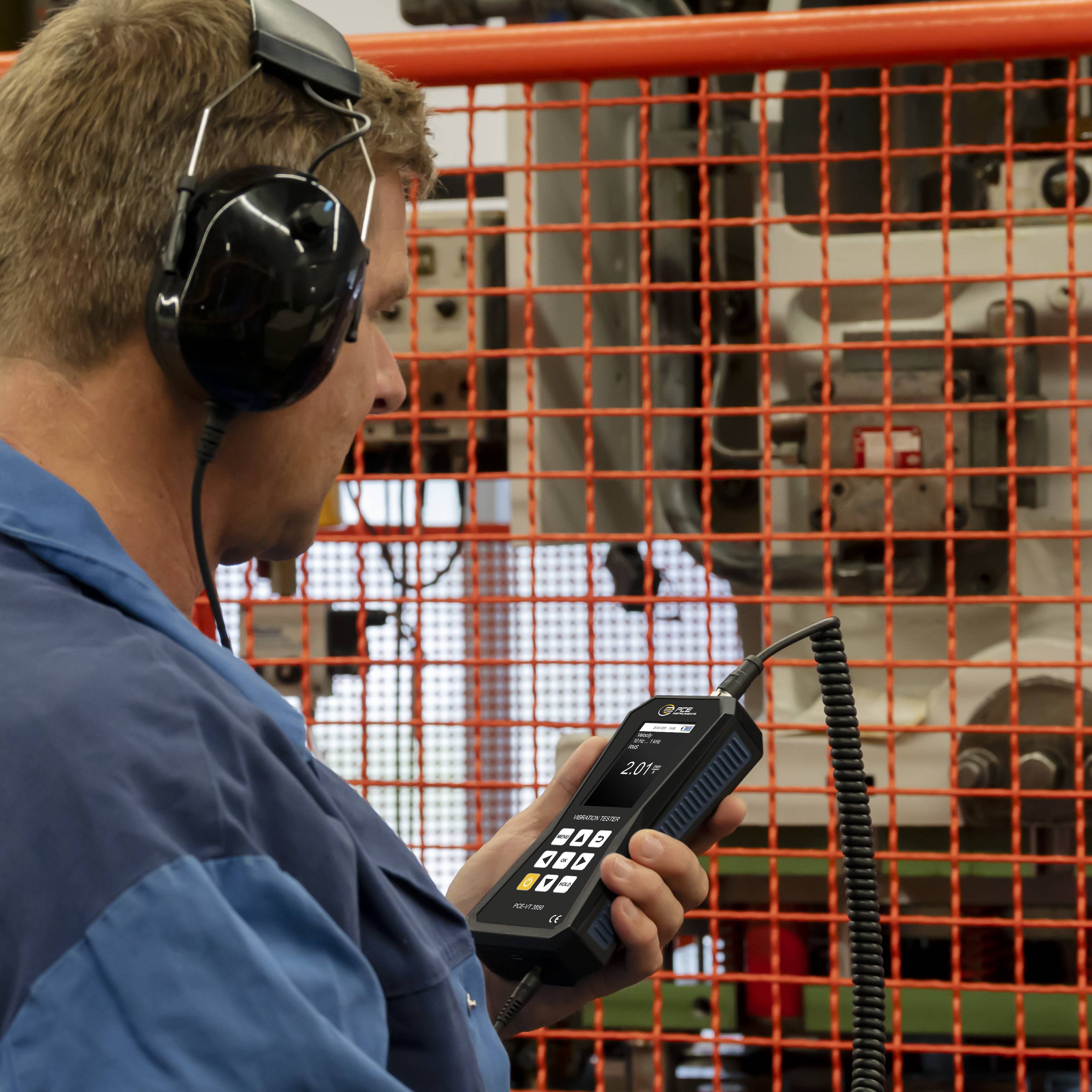 PCE Instruments Schwingungsmesser PCE-VT 3850 inkl. externen Sensor & Kopfhörer |Software |Spitzenwertmessung |Speicher