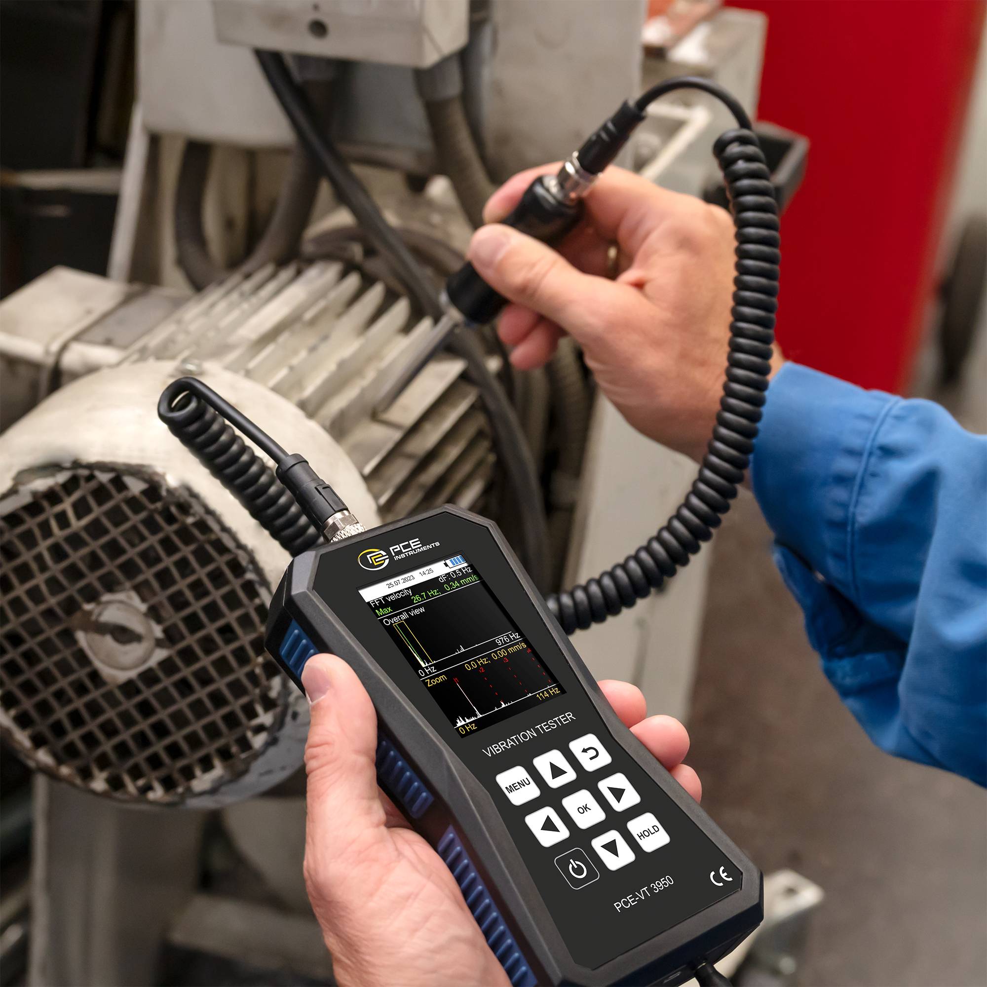 PCE Instruments Schwingungsmessgerät PCE-VT 3950S mit Kopfhörer |Beschleunigung |Geschwindigkeit |Weg |Datenlogger uvm.