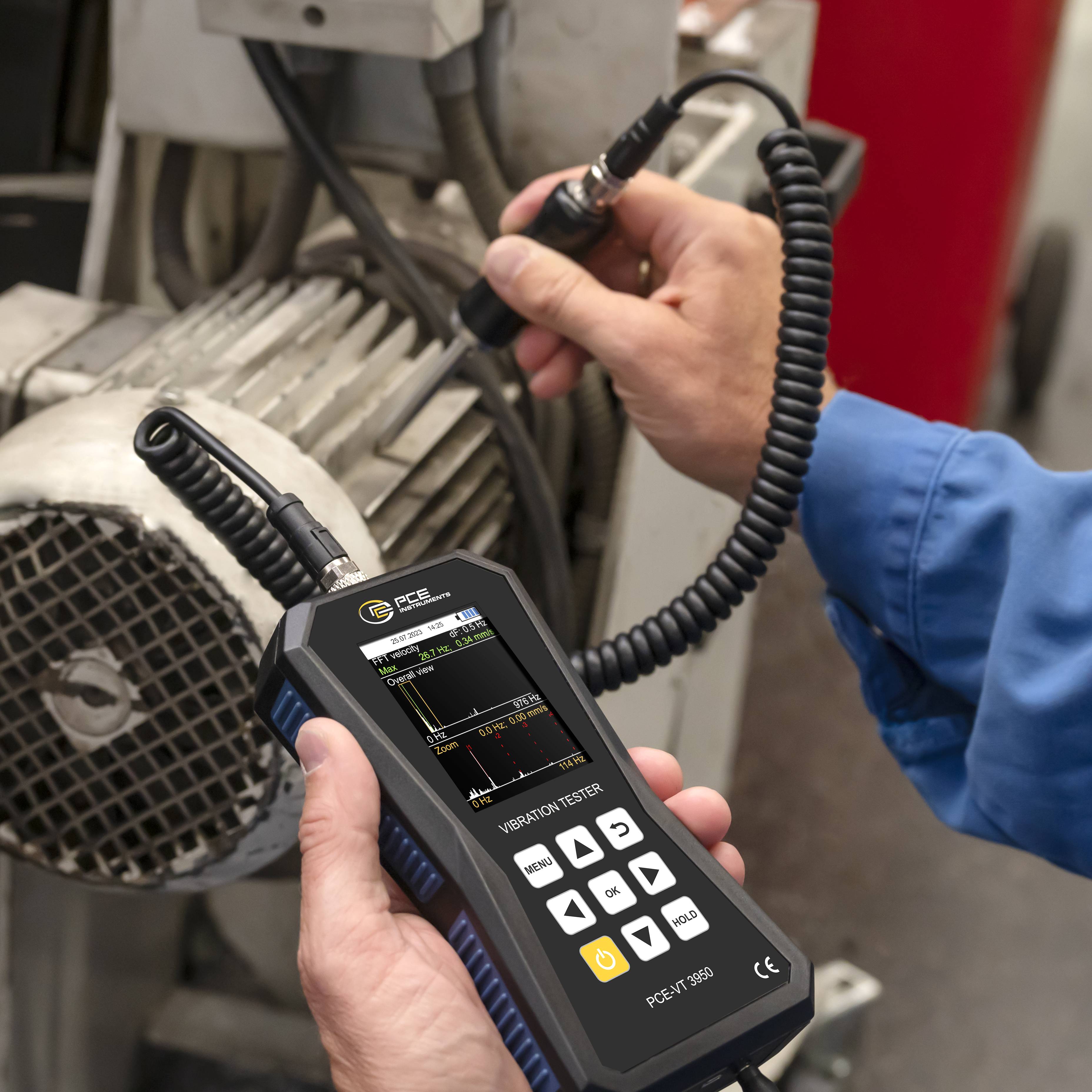 PCE Instruments Schwingungsmessgerät PCE-VT 3950S mit Kopfhörer |Beschleunigung |Geschwindigkeit |Weg |Datenlogger uvm.