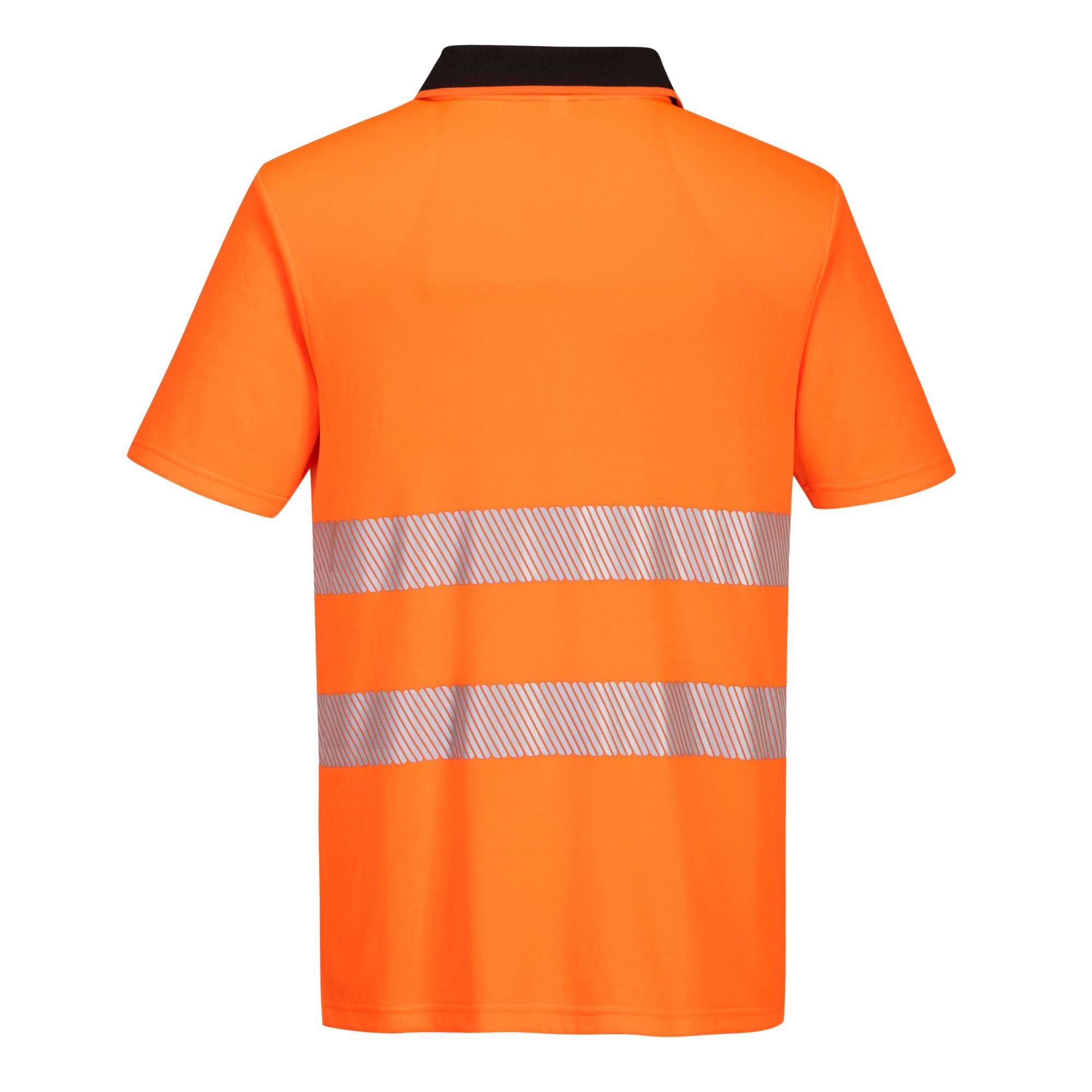 Portwest® DX4 Warnschutz Polo Shirt DX412 mit Reißverschluss kurzarm Orange/Schwarz_4XL
