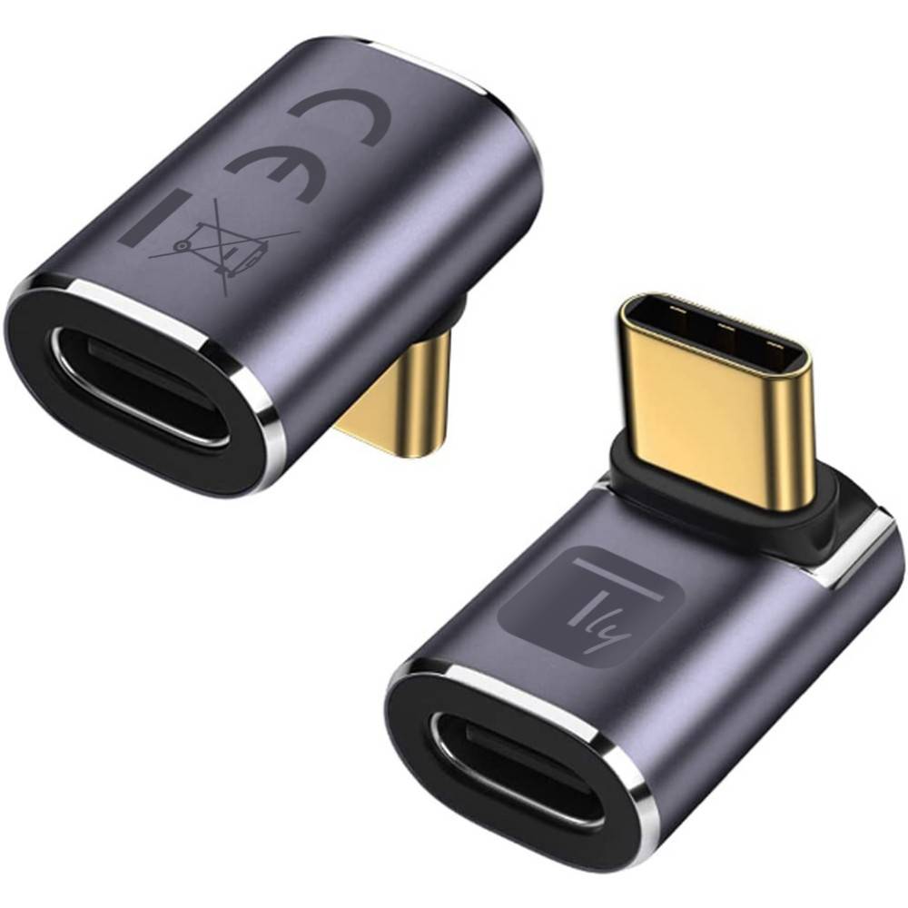 Zwei USB-C-Adapter-Dongles auf weißem Hintergrund, jeweils mit schwarzem und goldenem metallischem Finish, einer davon mit der Beschriftung „1.5".