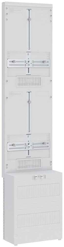 Ein vertikales weißes Panel mit verstellbaren Metallschiebereglern und Drehknöpfen, höchstwahrscheinlich Teil eines medizinischen Bildgebungsgeräts zur Positionierung oder Kalibrierung.