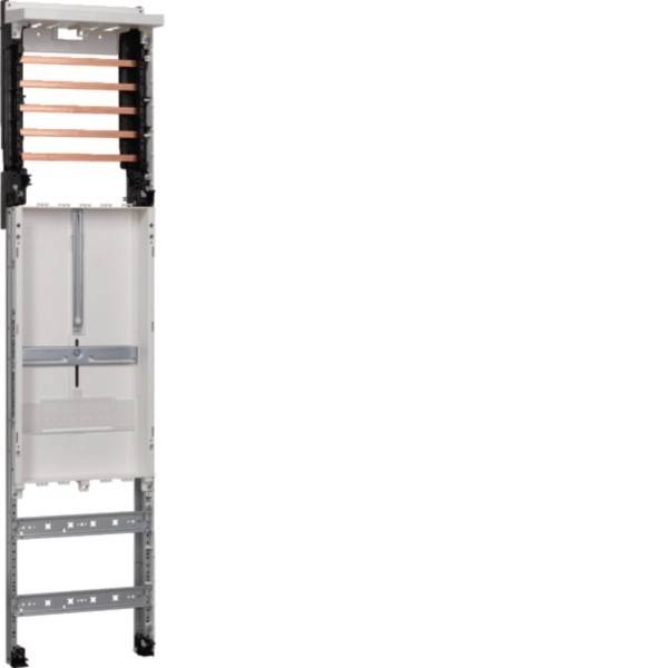 Ein offenes elektrisches Schaltschrankgehäuse mit Kupferschienen und Platz für Verdrahtung.