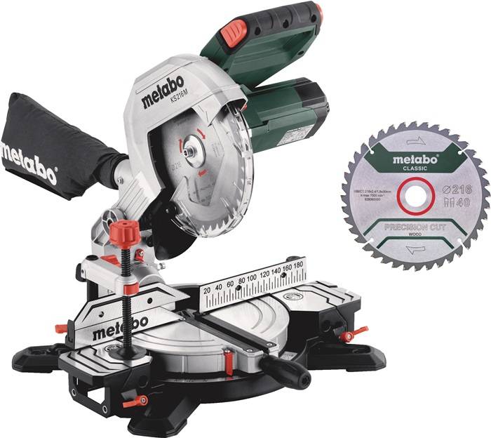 Kapp- u.Gehrungssäge KS 216 M Set 120x60mm 1100 W 5000min-¹ 216x30mm METABO