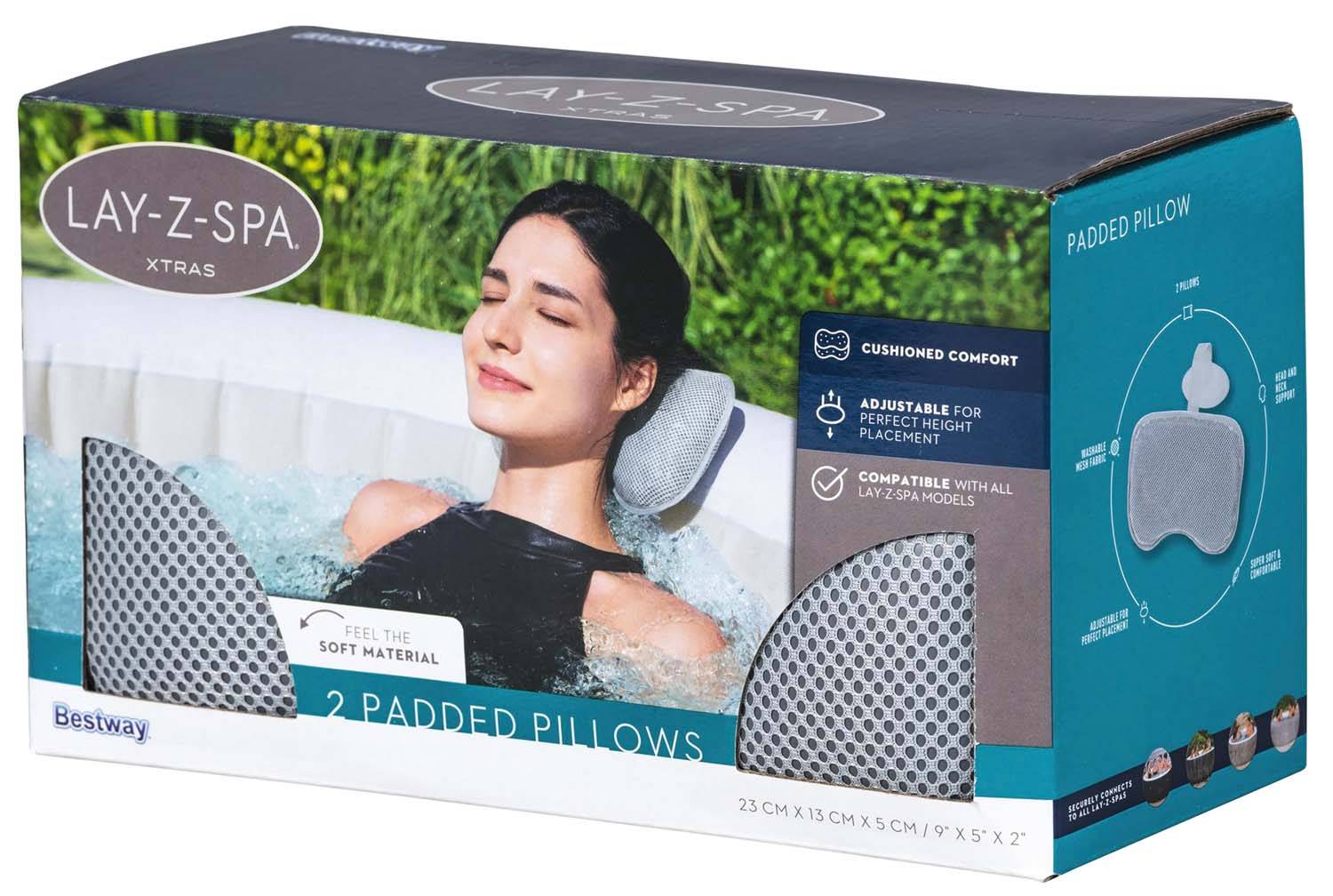 Bestway Spa Badkissen 2 pcs Grau 23 x 13 x 5 cm Stahl und PVC